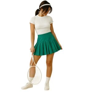 WILSON VINTAGE Pleated Tennis Mini Skirt Kelly Green‎ Tenniscore Size 14